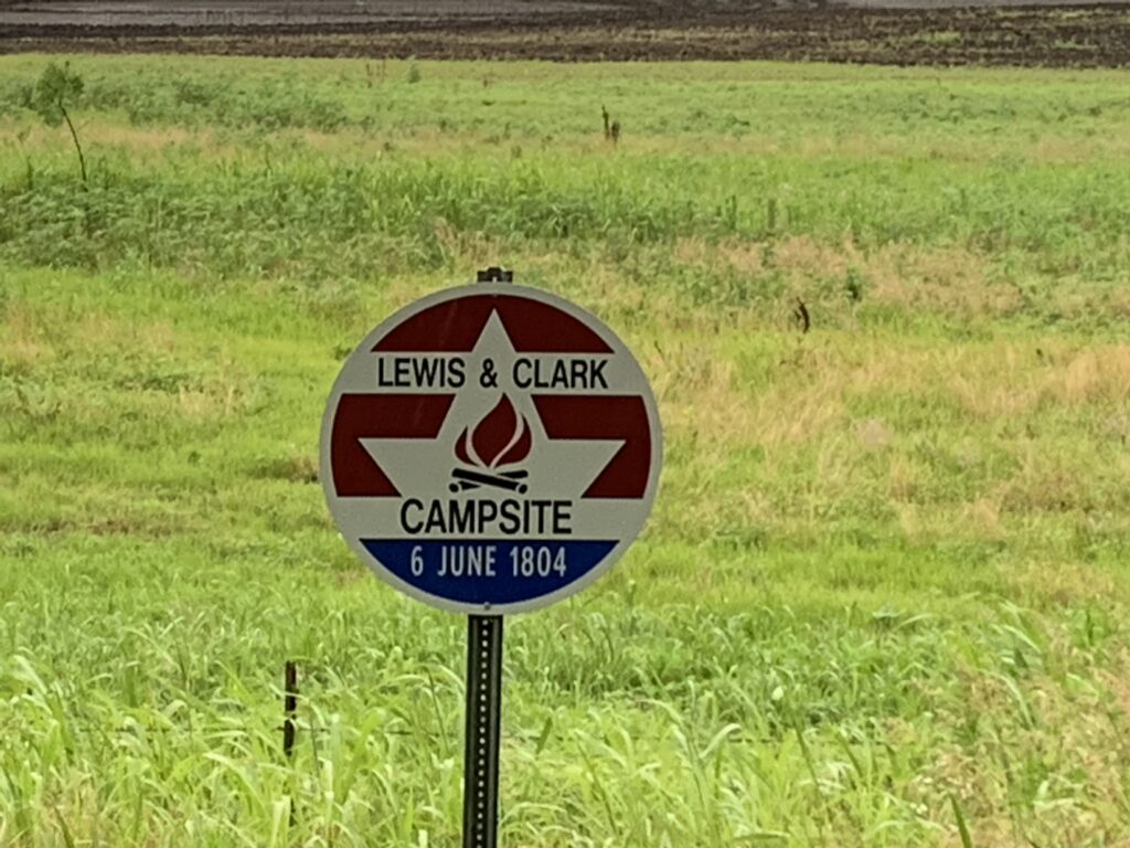 Lewis and Clark campsite historical marker on the Katy Trail