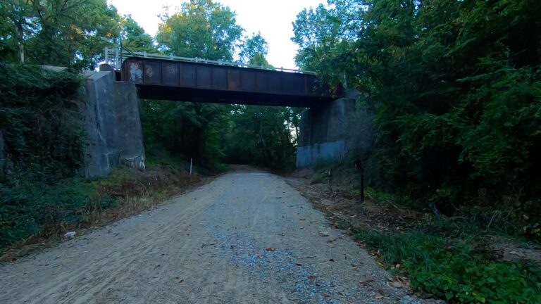 Katy Trail train bridge crossing over Rock Island Trail